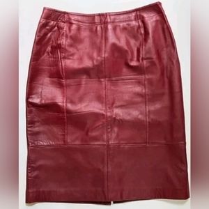 Beautiful A-line leather skirt in size 12 by Sigrid Olsen. Lovely russet bro